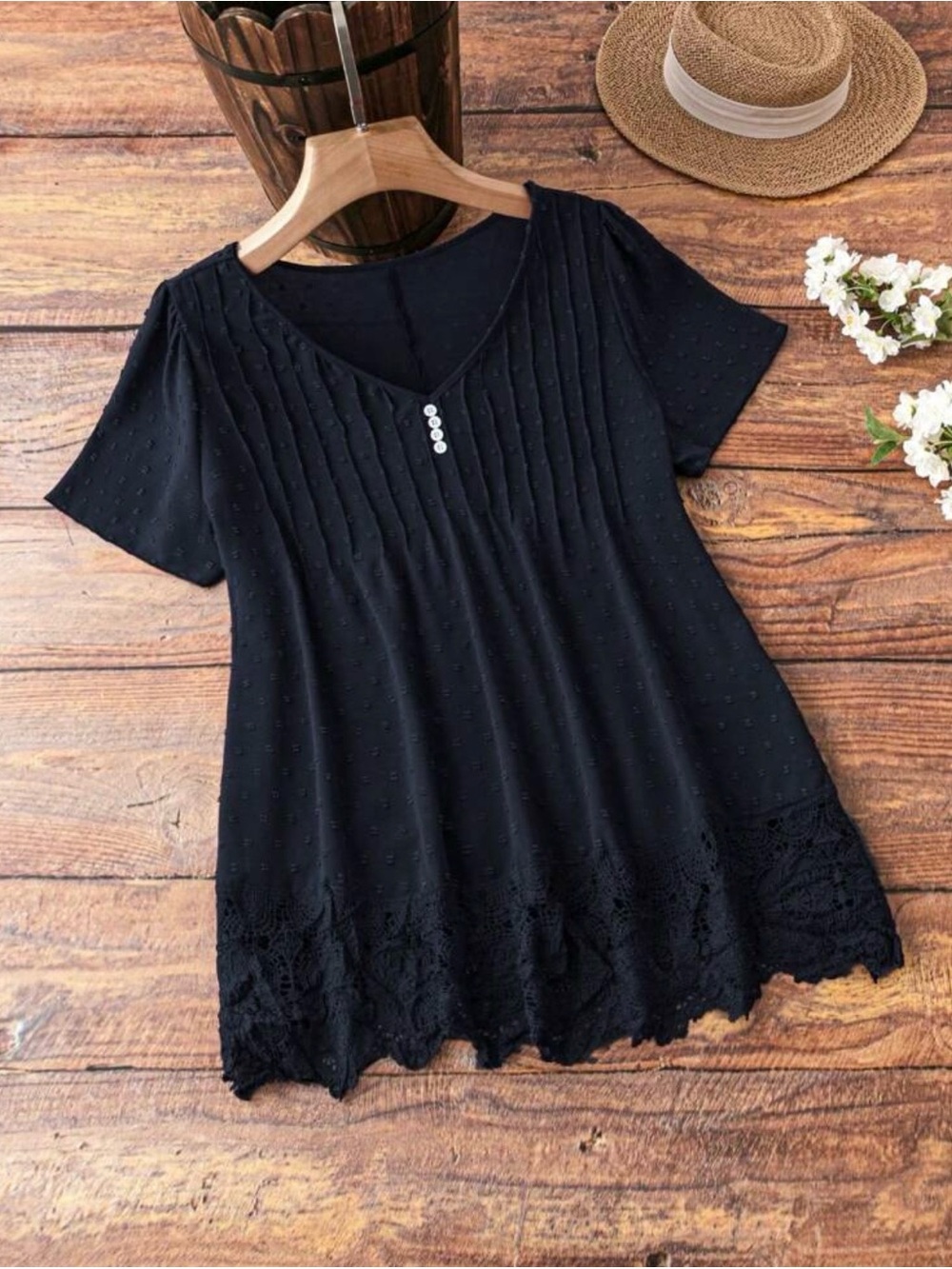SHEIN Navy Blue Short Sleeve Top